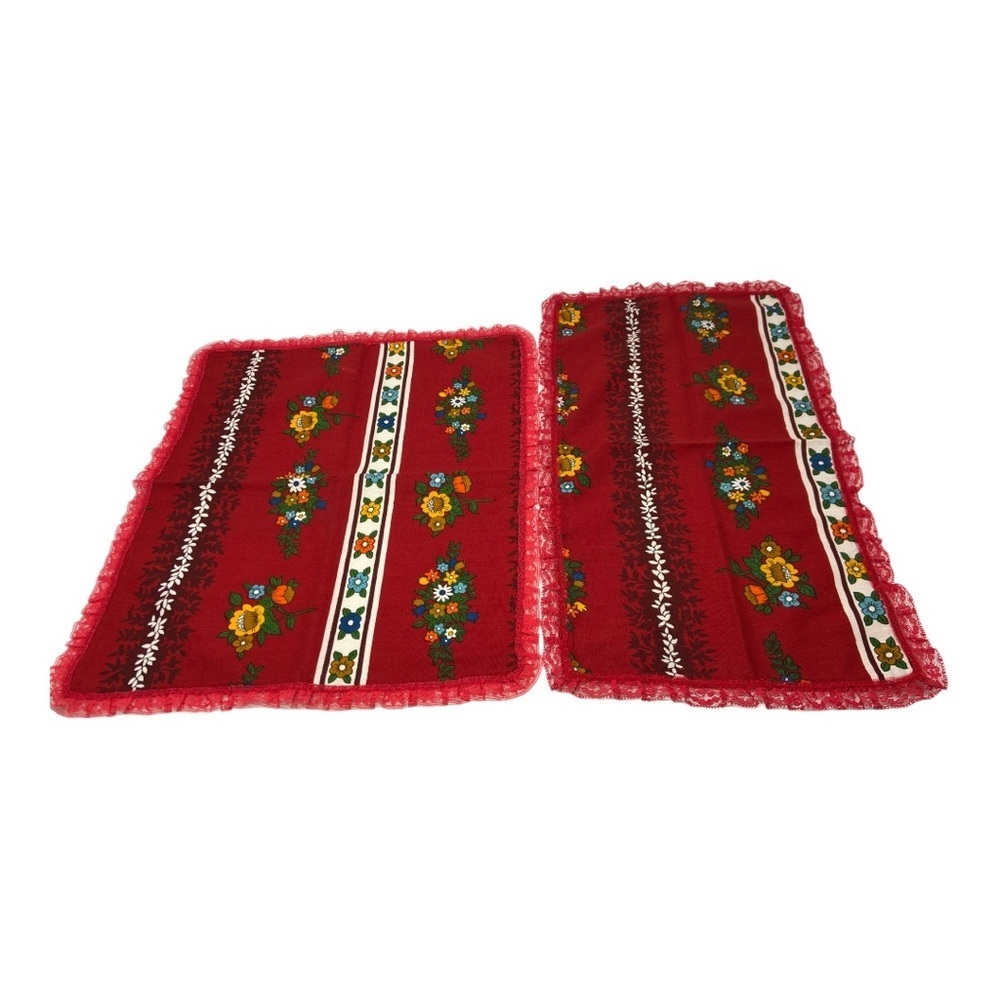 Table Place Mats | Napkins | Red Lace | 2 Sets of 4 | Vintage